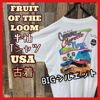 フルーツオブザルーム(FRUIT OF THE LOOM)のフルーツオブザルーム プリント ホワイト メンズ XL 古着 半袖 Tシャツ(Tシャツ/カットソー(半袖/袖なし))