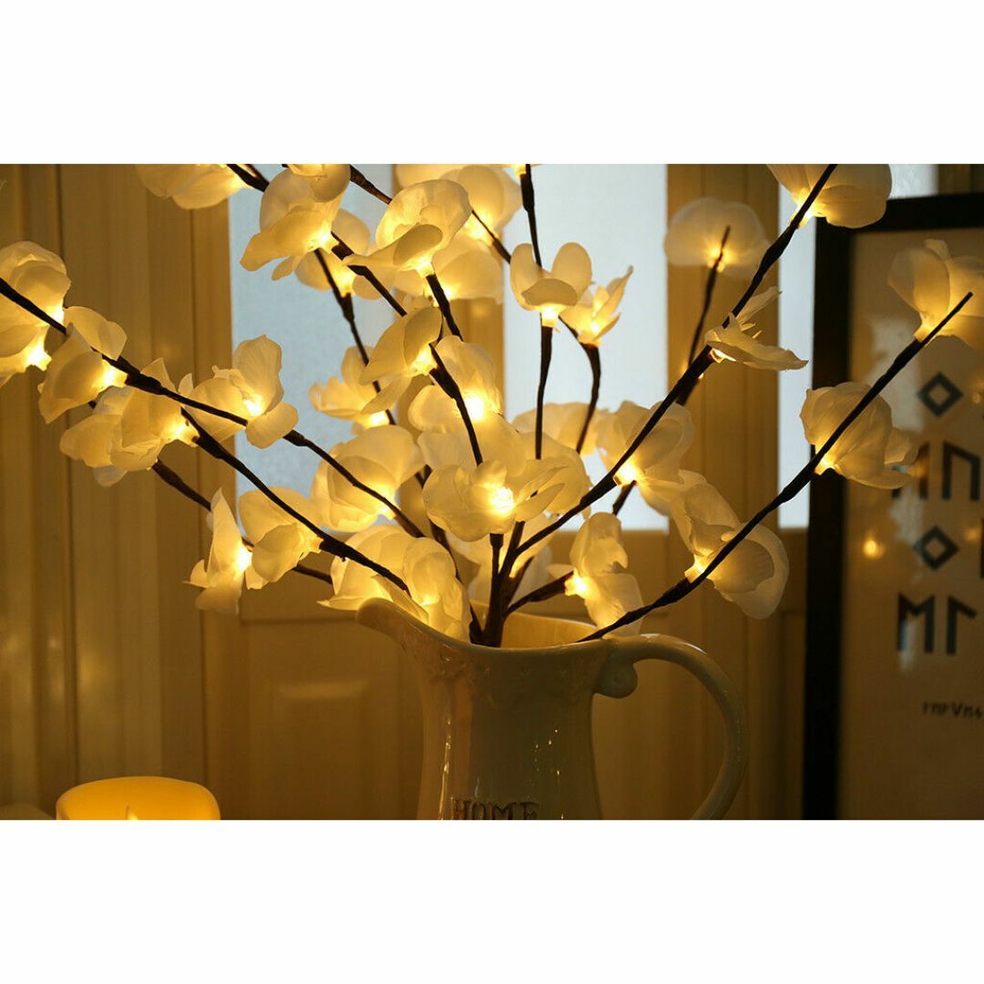 曲がるお花とツリーのランプ LEDライト 電池で光る！ 木の枝モチーフ インテリ ハンドメイドのフラワー/ガーデン(その他)の商品写真