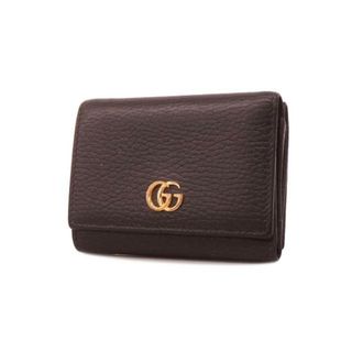 グッチ(Gucci)の【4ib1528-r】グッチ 三つ折り財布/GGマーモント/474746/レザー/ブラック/ゴールド金具 【中古】 レディース(財布)