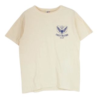 Buzz Rickson's バズリクソンズ FINEST MILITARY CAP ロゴ 半袖 Tシャツ オフホワイト系 M【中古】