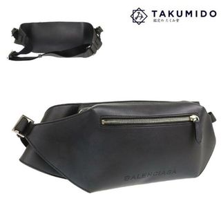 バレンシアガ(Balenciaga)のバレンシアガ ロゴ ベルトバッグ 433625 中古 ブラック レザー BALENCIAGA 【中古】 | ボディバッグ ブランド パンチング シンプル カジュアル ファッション 黒 メンズ バック Aランク(ボディーバッグ)