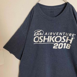 ヴィンテージ(VINTAGE)のアメリカ企業ビッグロゴ超オーバーサイズTシャツ航空ショー霜降りブルー半袖tシャツ(Tシャツ/カットソー(半袖/袖なし))