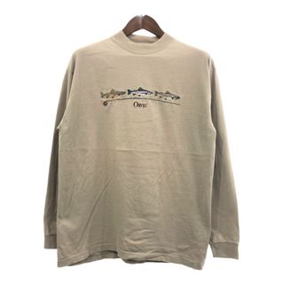 90年代 ORVIS オービス ブラックバス 長袖Ｔシャツ アウトドア ベージュ (メンズ L) 中古 古着 Q6268(Tシャツ/カットソー(七分/長袖))