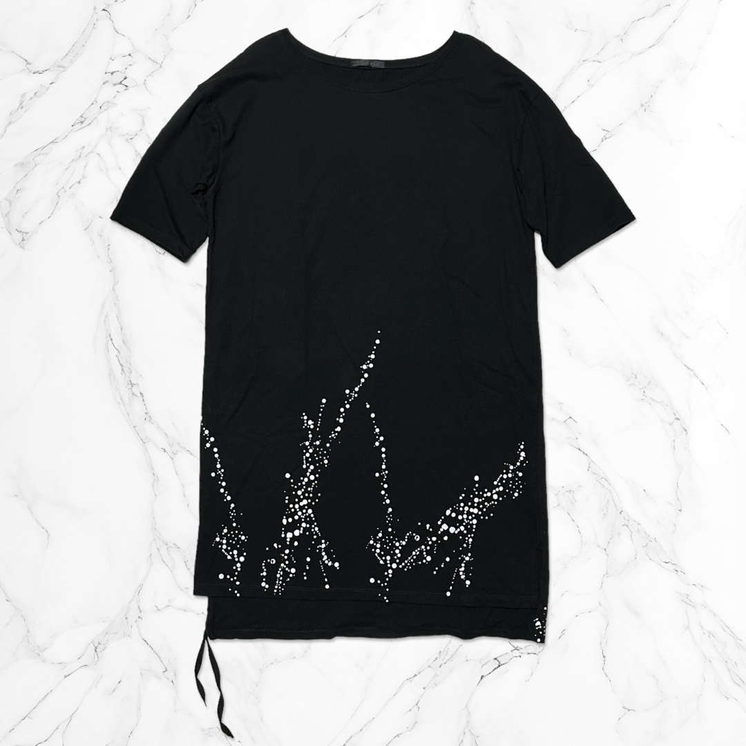KMRII(ケムリ)のKMRii ケムリ ドット プリント ロング丈 Tシャツ カットソー ブラック レディースのトップス(カットソー(半袖/袖なし))の商品写真