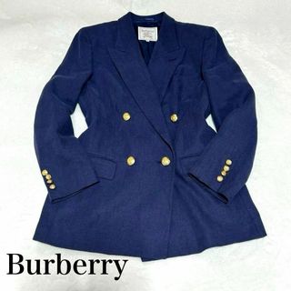 バーバリー(BURBERRY)のBurberry ヴィンテージ　紺ブレ　金ボタン　テーラージャケット　リネン(テーラードジャケット)