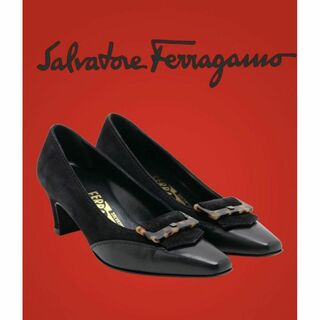 Salvatore Ferragamo - フェラガモ パンプス レザー×スエード 高級 靴 レディース ブ