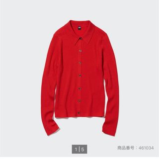 ユニクロ(UNIQLO)のUNIQLO エクストラファインメリノリブポロカーディガン(カーディガン)