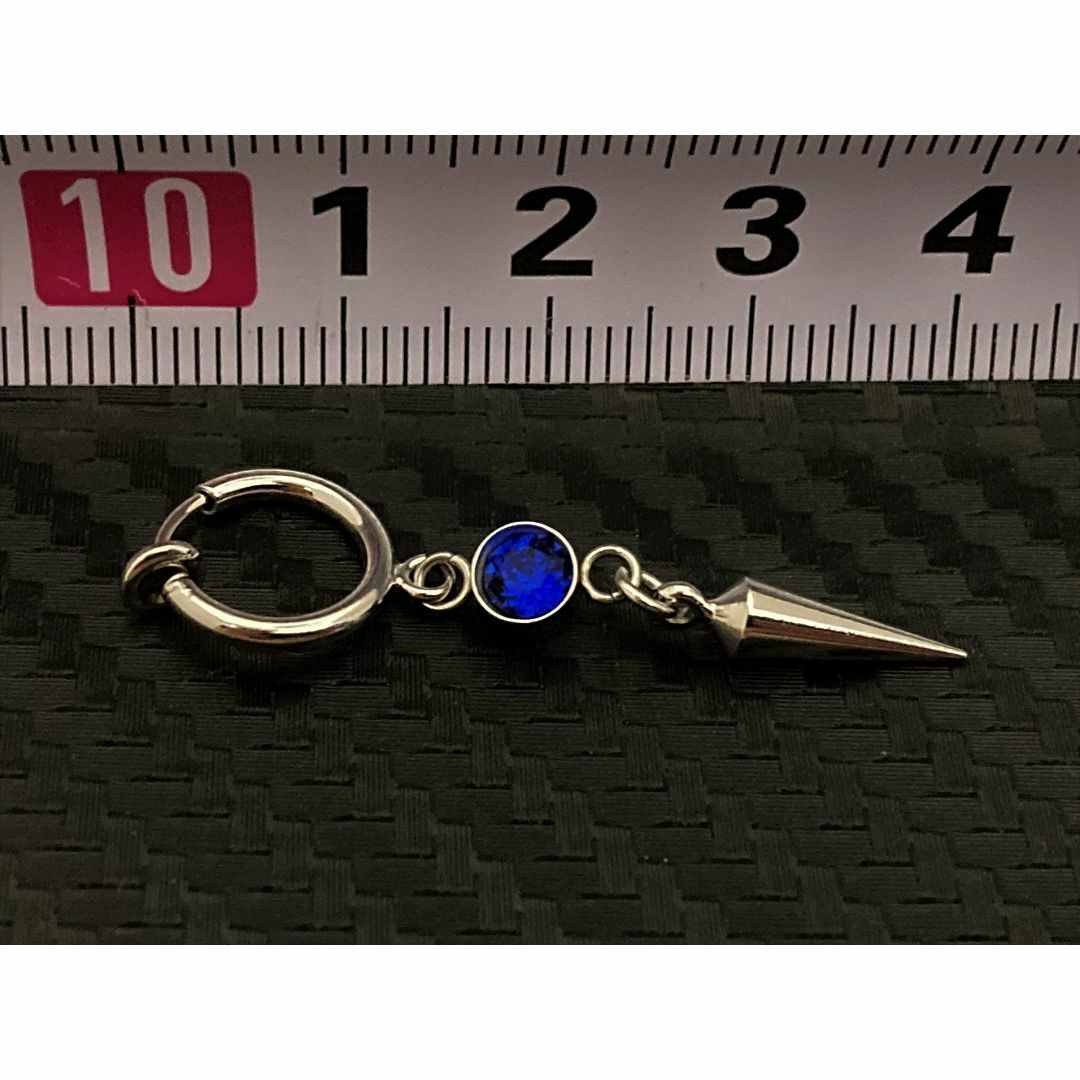 【色: ブルー 青 (シルバー)】Akusetia シンプル バネ式 リング ピ レディースのアクセサリー(その他)の商品写真