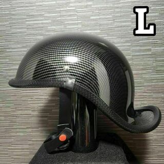 L ダックテール 　カーボン調　ヘルメット　半ヘル　キャップ　半帽(ヘルメット/シールド)