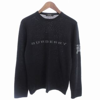 バーバリーブラックレーベル(BURBERRY BLACK LABEL)のバーバリーブラックレーベル ニット セーター 長袖 ロゴ ホース 黒 2 M位(ニット/セーター)