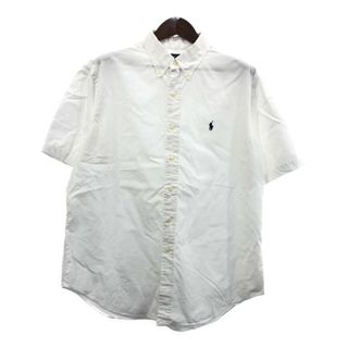 RALPH LAUREN ラルフローレン ボタンダウン 半袖シャツ ワンポイント ホワイト (メンズ XL) 中古 古着 Q6274(シャツ)