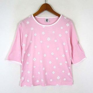 クレージュ(Courreges)のクレージュ カットソー Tシャツ 総柄 ロゴ パイピング 半袖 M タグ付(カットソー(半袖/袖なし))