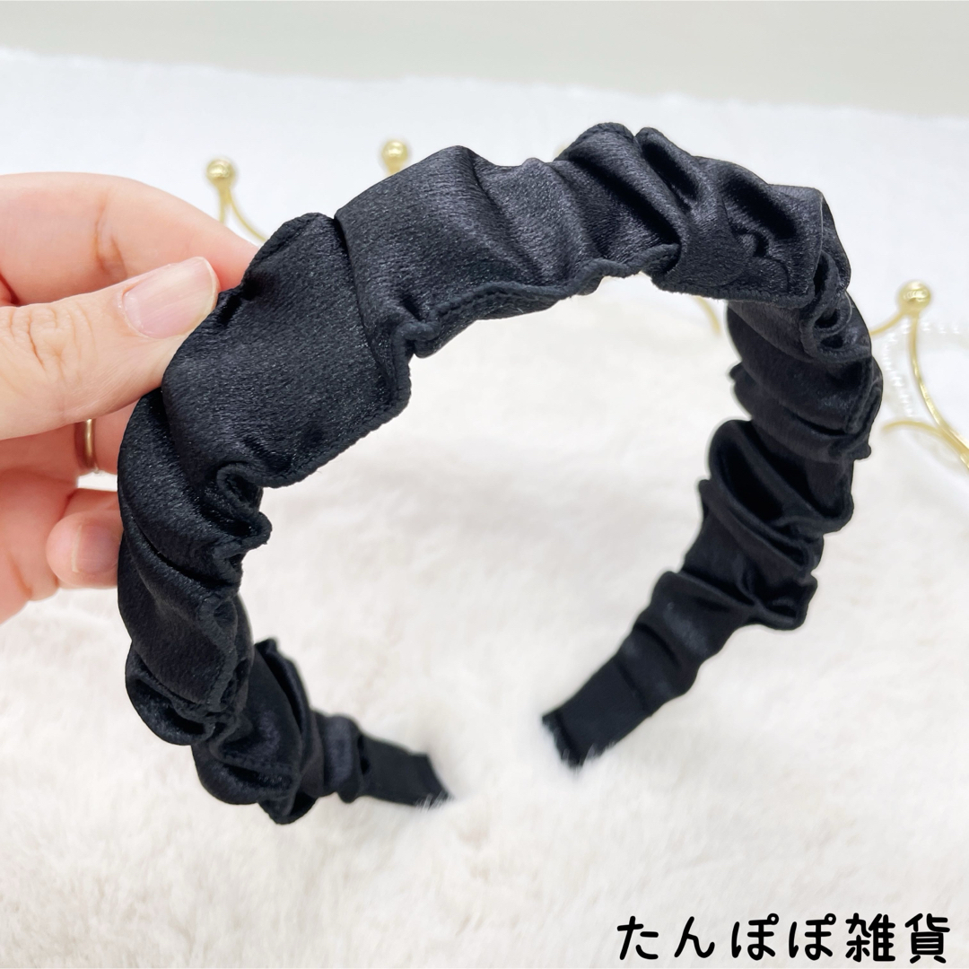 激安21 カチューシャ　厚手サテン　格子柄　褶曲タイプ　太め幅　上品　お洒落 レディースのヘアアクセサリー(カチューシャ)の商品写真