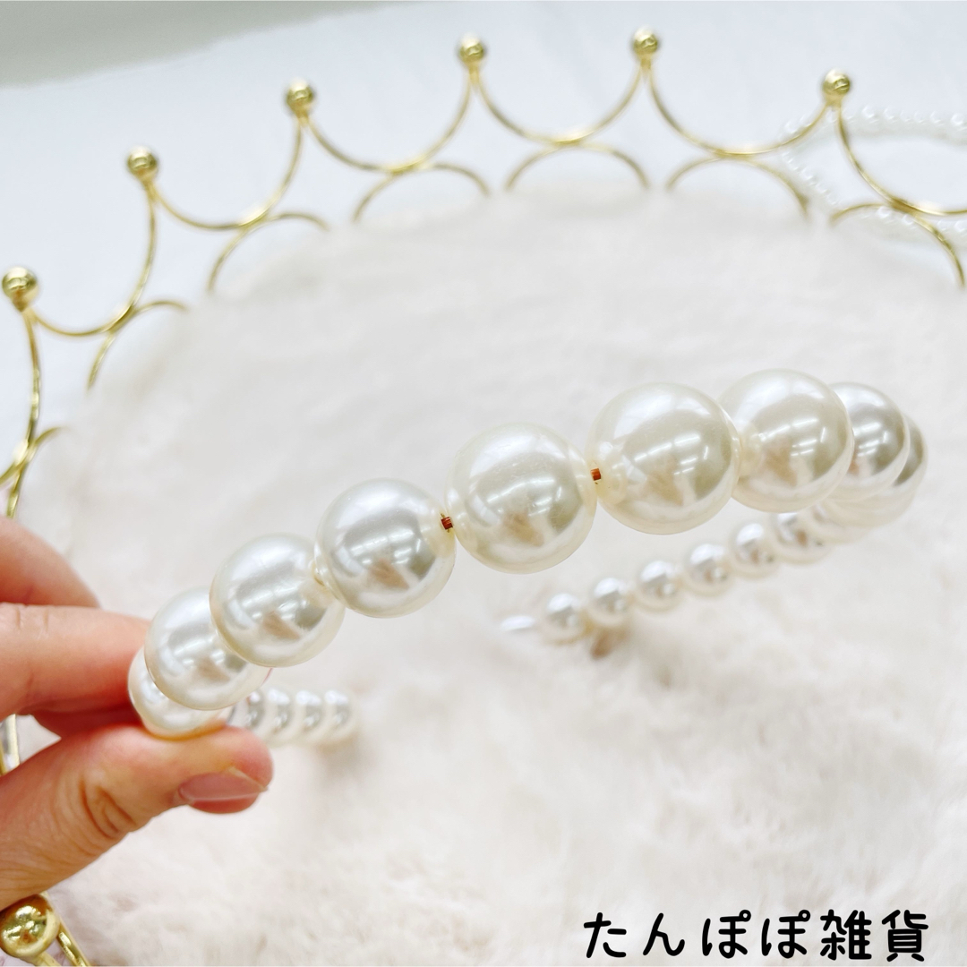 激安23カチューシャ　大粒　沢山　パール　シンプル　韓国スター愛用　上品　お洒落 レディースのヘアアクセサリー(カチューシャ)の商品写真