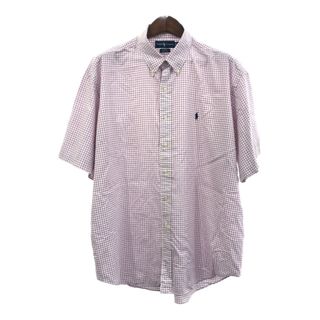 RALPH LAUREN ラルフローレン BLAKE ボタンダウン 半袖シャツ 大きいサイズ チェック パープル (メンズ 2XL) 中古 古着 Q6278(シャツ)