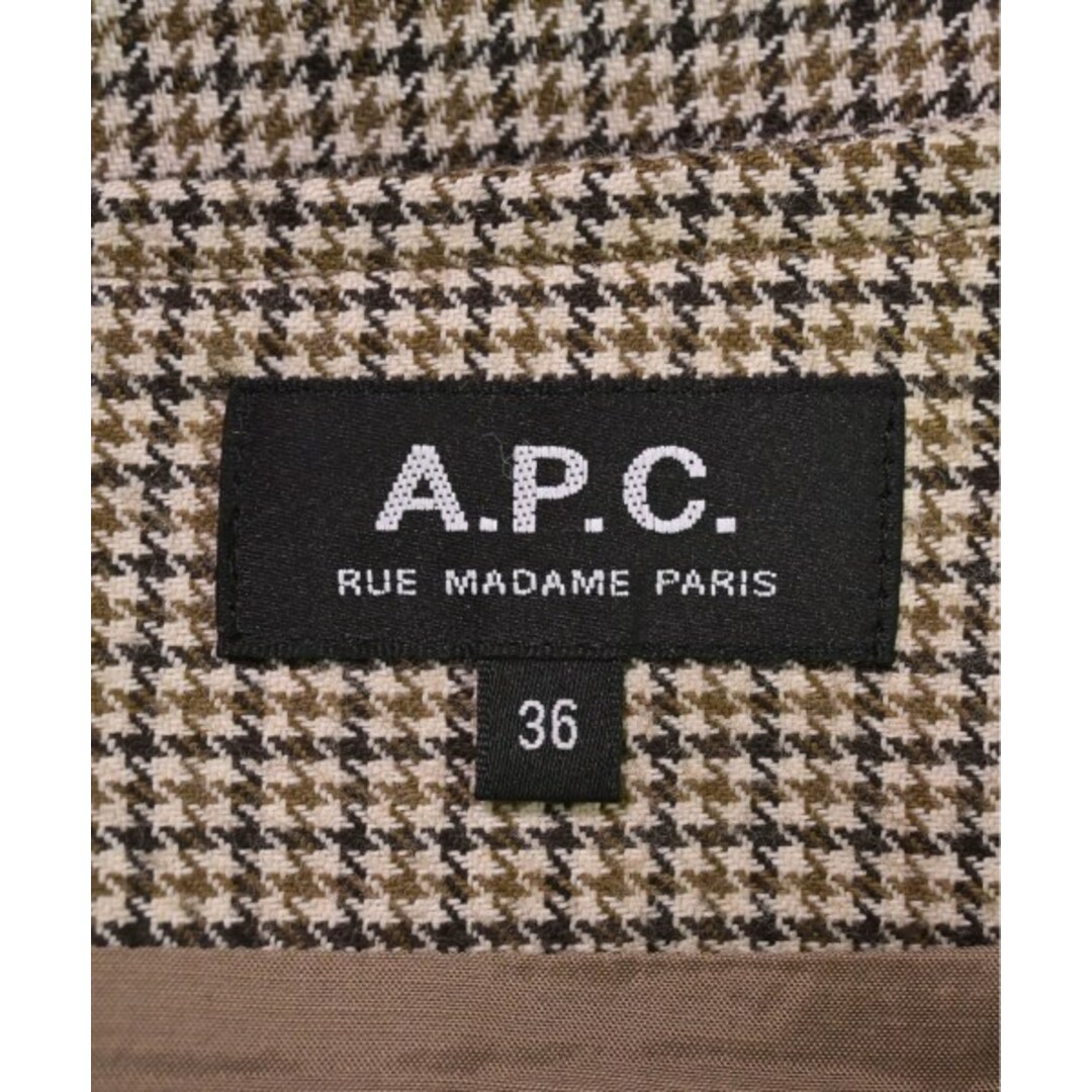 A.P.C. ひざ丈スカート 36(S位) ベージュx茶系(千鳥格子) 【古着】【中古】 レディースのスカート(ひざ丈スカート)の商品写真