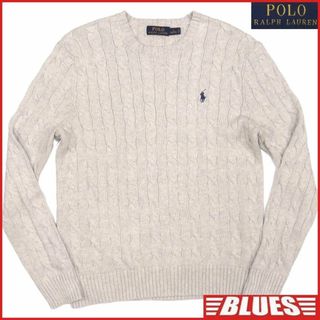 ラルフローレン(Ralph Lauren)のラルフローレン セーター ニット S 古着 メンズ グレー 刺繍 TY3116(ニット/セーター)