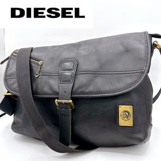 ディーゼル(DIESEL)の★激レア×美品★ディーゼル 本革 メッセンジャーバッグ 斜め掛け A4可 黒(メッセンジャーバッグ)