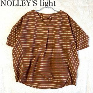 ノーリーズ(NOLLEY'S)の美品✨ ノーリーズ ボーダー 光沢 ドルマン Ｖネック ワイド ブラウス(シャツ/ブラウス(半袖/袖なし))