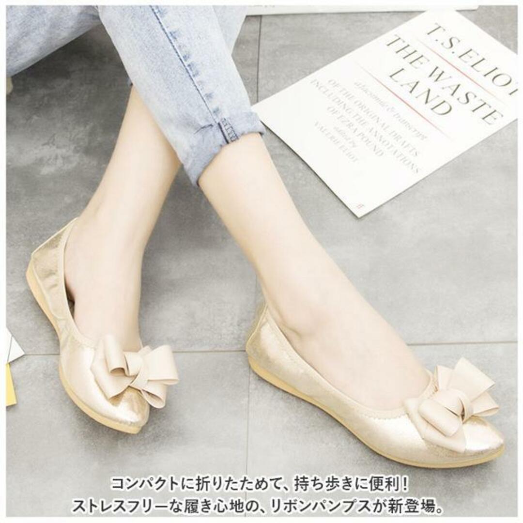 【並行輸入】リボン 折りたたみ パンプス 携帯 スリッパ ysshoes5250 インテリア/住まい/日用品の日用品/生活雑貨/旅行(旅行用品)の商品写真