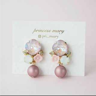 残り①金属ピアスのみ》ダスティピンク&ホワイト♡﻿flower bijouピアス(ピアス)