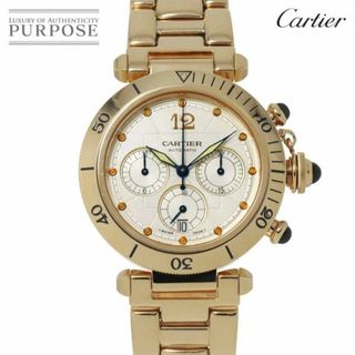 カルティエ(Cartier)のカルティエ Cartier パシャ クロノグラフ W30140D1 メンズ 腕時計 デイト シルバー K18YG 金無垢 自動巻き Pasha VLP 90225884(腕時計(アナログ))