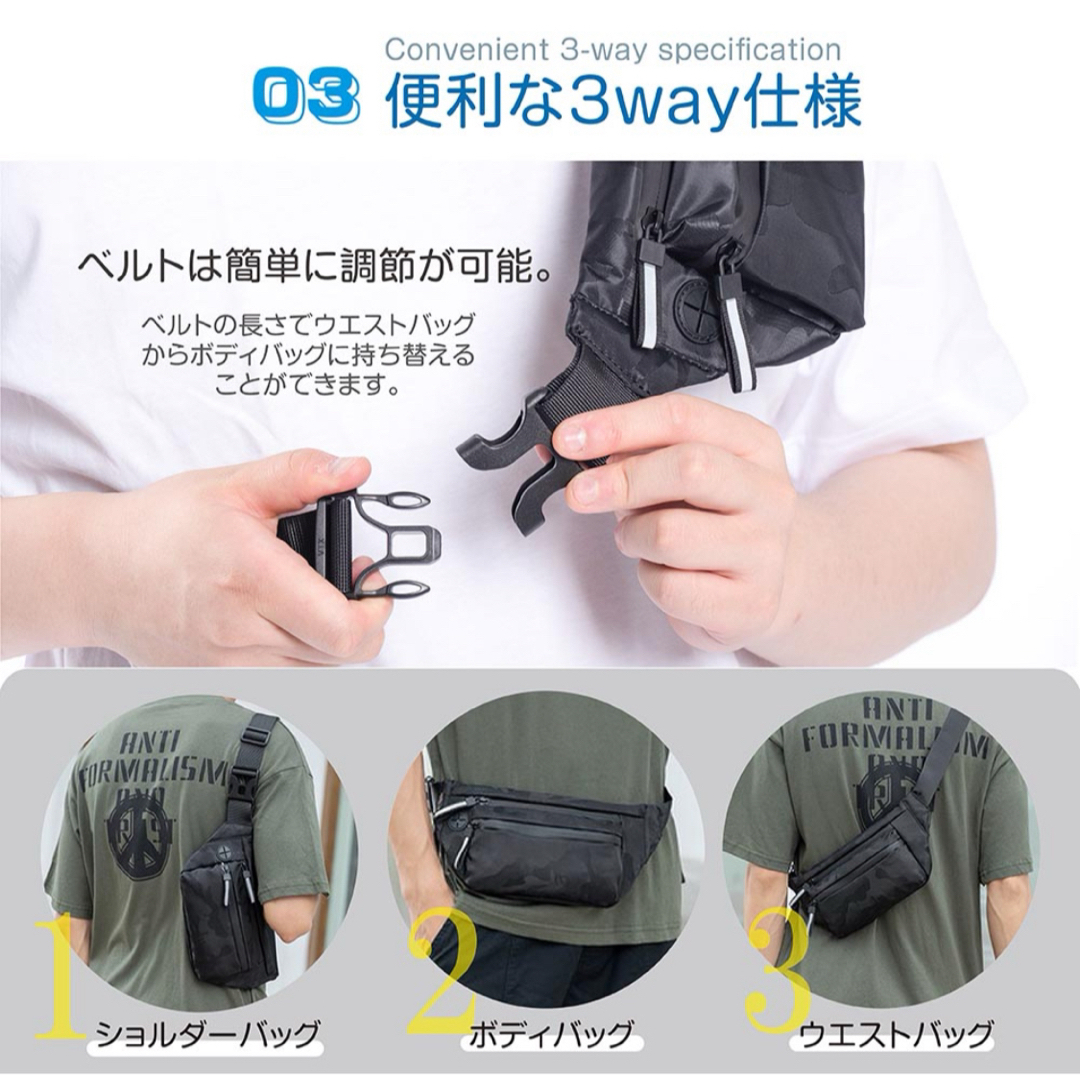 【新品】ボディバッグ 迷彩柄 男女兼用 メンズのバッグ(ボディーバッグ)の商品写真