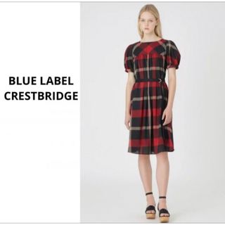 ブルーレーベルクレストブリッジ(BLUE LABEL CRESTBRIDGE)のBLUE LABEL CRESTBRIDGE  チェックベルト付きコンビドレス(ひざ丈ワンピース)