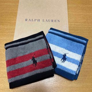 ラルフローレン(Ralph Lauren)の新品未使用　ラルフローレン　ハンドタオル　2枚　ボーダー(ハンカチ)