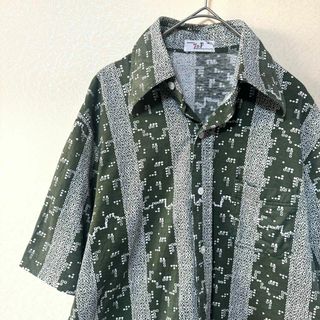 ヴィンテージ(VINTAGE)のアロハシャツ　総柄　幾何学　Mサイズ　オープンカラー(シャツ)