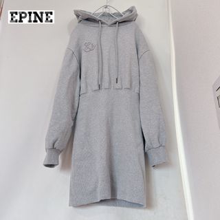 エピヌ(épine)の【美品♡】Eé embroidery hoodie onepiece gray(ミニワンピース)