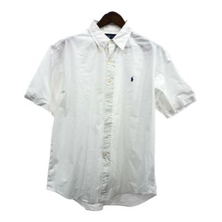 RALPH LAUREN ラルフローレン ボタンダウン 半袖シャツ ワンポイント ホワイト (メンズ XL) 中古 古着 Q6290(シャツ)