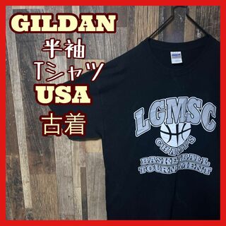 ギルタン(GILDAN)のL ギルダン カレッジロゴ風 ブラック メンズ USA古着 半袖 Tシャツ(Tシャツ/カットソー(半袖/袖なし))
