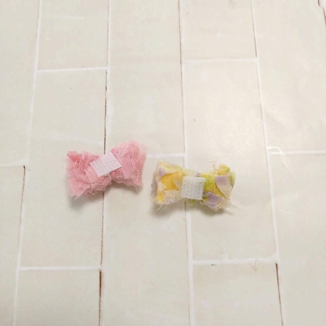 ミキちゃんマキちゃん　服セット　ワンピース（フラワー黄ピンク） ハンドメイドのぬいぐるみ/人形(その他)の商品写真
