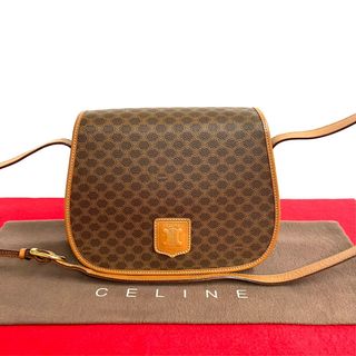 セリーヌ(celine)のほぼ未使用 CELINE セリーヌ ヴィンテージ マカダム ブラゾン トリオンフ ロゴ レザー 本革 ミニ ショルダーバッグ ブラウン 茶 30374(ショルダーバッグ)