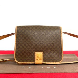 セリーヌ(celine)の極 美品 CELINE セリーヌ ヴィンテージ マカダム ブラゾン リング 金具 レザー 本革 ミニ ショルダーバッグ ポシェット ブラウン 茶 24338(ショルダーバッグ)