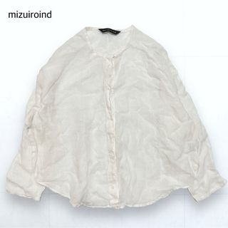 mizuiro ind - mizuiroind リネン100% バンドカラー ブラウス ホワイト F