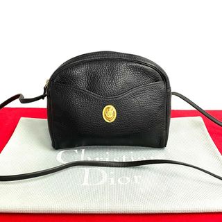 ディオール(Dior)の極 美品 Christian Dior ディオール CD ロゴ 金具 レザー 本革 ミニ ショルダーバッグ ポシェット サコッシュ ブラック 黒 k703-4(ショルダーバッグ)