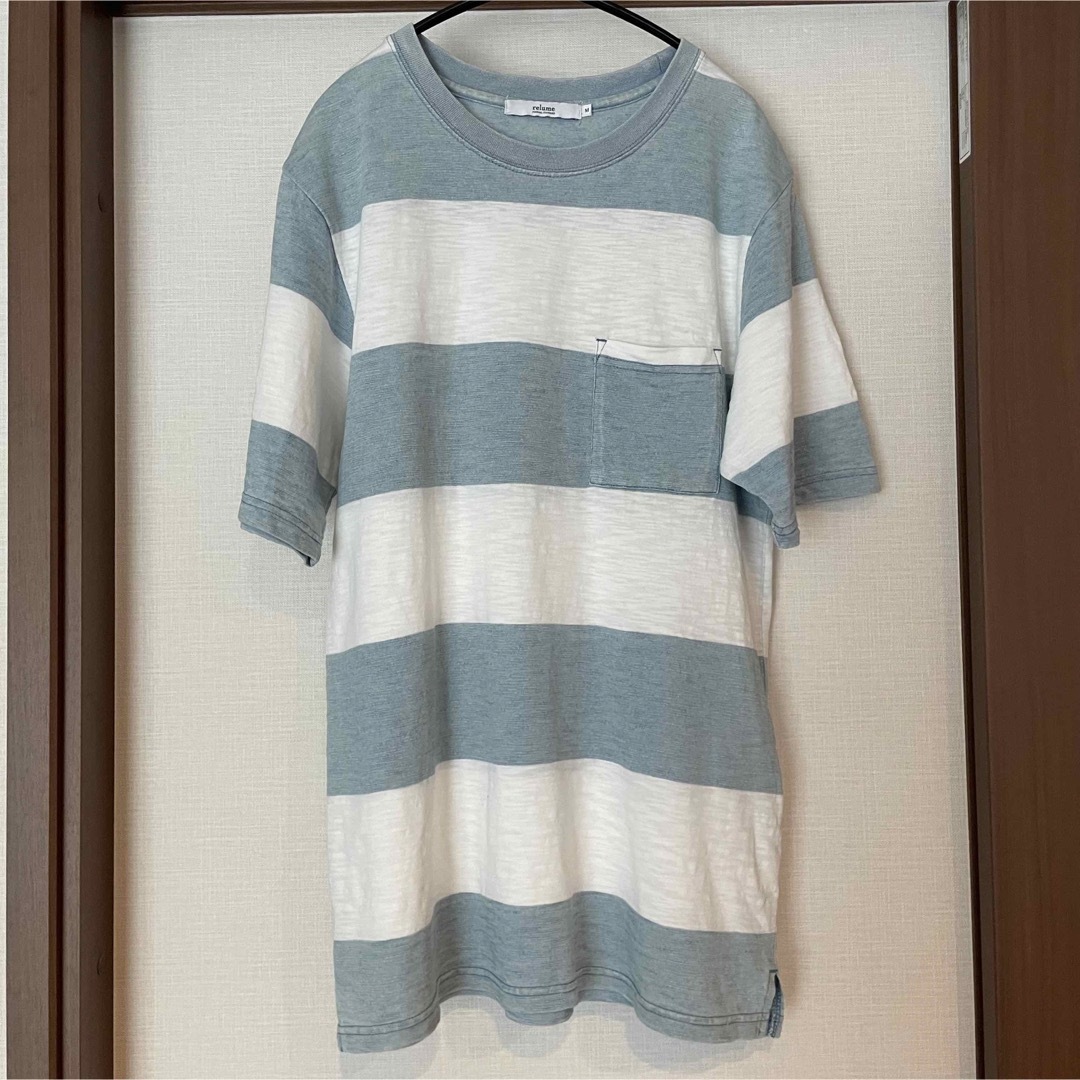 JOURNAL STANDARD relume(ジャーナルスタンダードレリューム)のジャーナルスタンダード　Tシャツ　メンズ Mサイズ　ボーダー　水色 メンズのトップス(Tシャツ/カットソー(半袖/袖なし))の商品写真