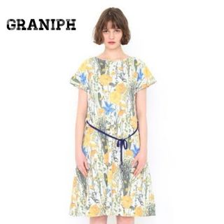 グラニフ(Design Tshirts Store graniph)の完売品♡graniph コラージュパターンボートネックショートスリーブワンピース(ひざ丈ワンピース)