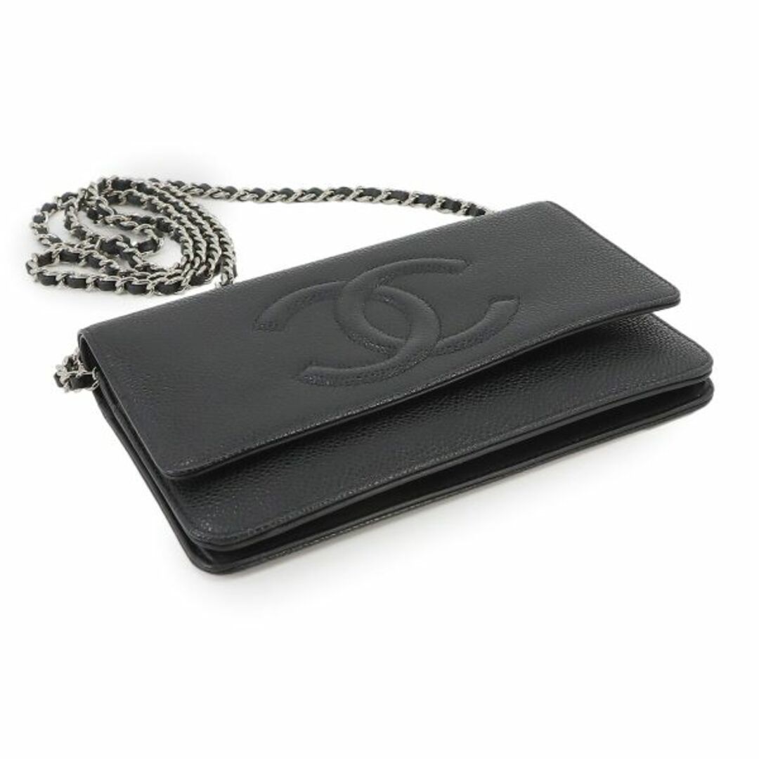CHANEL - シャネル CHANEL キャビアスキン チェーン ウォレット 長財布 CHANEL - シャネル CHANEL キャビアスキン チェーン ウォレット 長財布