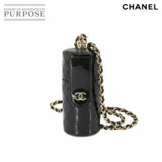 シャネル(CHANEL)の未使用 展示品 シャネル CHANEL マトラッセ リップケース チェーン エナメル レザー ブラック AP1572 ゴールド 金具 VLP 90230611(その他)