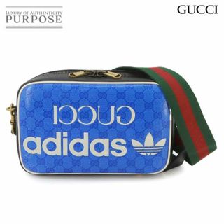 グッチ(Gucci)の未使用 展示品 グッチ GUCCI アディダス GGクリスタル スモール ショルダー バッグ レザー ブルー ホワイト 702427 VLP 90231680(ショルダーバッグ)