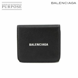 バレンシアガ(Balenciaga)の未使用 展示品 バレンシアガ BALENCIAGA キャッシュ ミニ ウォレット 三つ折り 財布 レザー ブラック ホワイト 593308 VLP 90232227(財布)