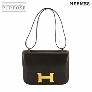 エルメス(Hermes)のエルメス HERMES コンスタンス 23 ショルダー バッグ ボックスカーフ レザー ブラウン ゴールド 金具 VLP 90233182(ショルダーバッグ)