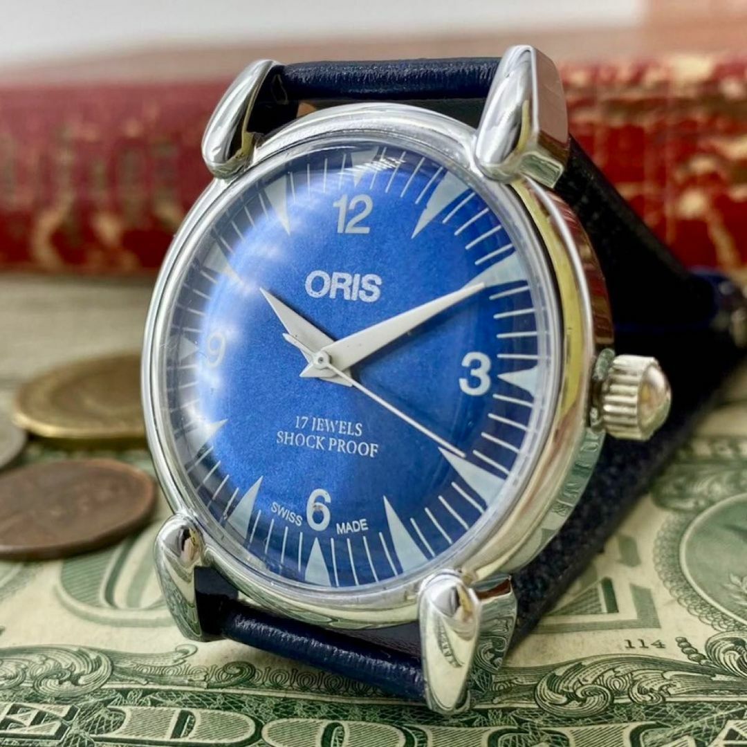 ORIS(オリス)の【レトロなデザイン】オリス メンズ腕時計 ブルー シルバー 手巻き ヴィンテージ メンズの時計(腕時計(アナログ))の商品写真