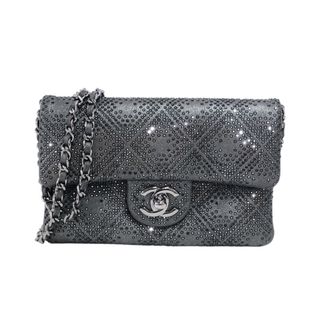 CHANEL - 　シャネル CHANEL ラインストーン マトラッセ チェーンショルダー 17番台 グレー シルバー金具 レザー/ラインストーン レディース ショルダーバッグ