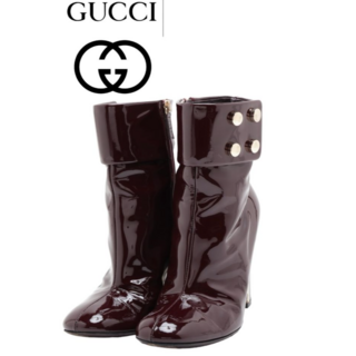 グッチ(Gucci)の【GUCCI】ショートブーツ グッチ パテントレザー 38 レインシューズ(ブーツ)