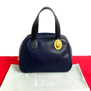 ディオール(Dior)の極 美品 希少品 Christian Dior ディオール ヴィンテージ CD ロゴ 金具 レザー 本革 ハンドバッグ ミニ ボストンバッグ ネイビー 31064(ハンドバッグ)