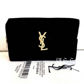 Yves Saint Laurent - イヴサンローラン ノベルティポーチ YSLロゴ 刺繍 化粧ポーチ コスメ ベロア